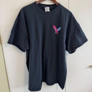 Port and Company Out'a The Blue Graphic T-Shirt Black 2XL Pink Blue Feathers